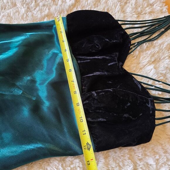 All‎ That Jazz Elegant Black Velvet & Green Maxi Dress Size 3 Y2k Prom Wimsigoth - Picture 9 of 12